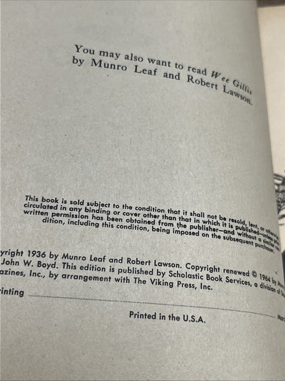 The Story of Ferdinand Munro Leaf 1964 Scholastic Book Services Paperback