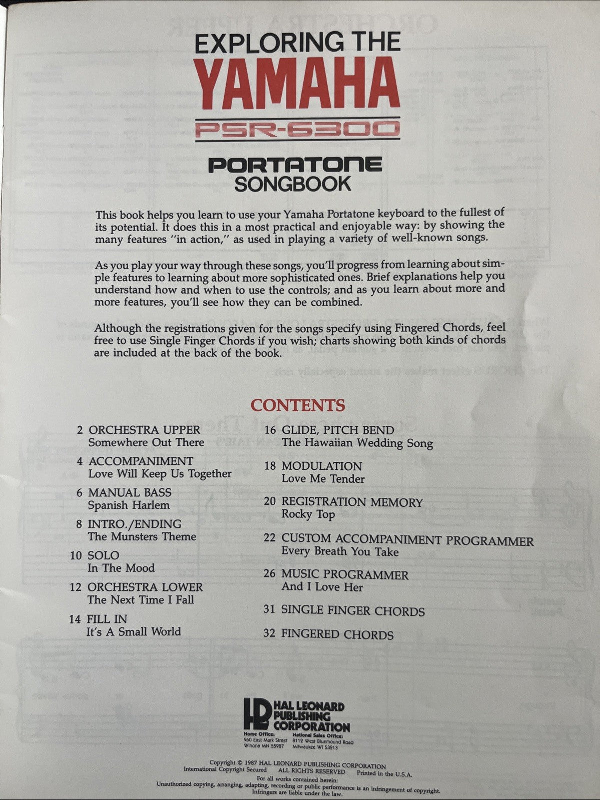 vintage Exploring Yamaha PSR-6300 Portatone songbook from the 1980s