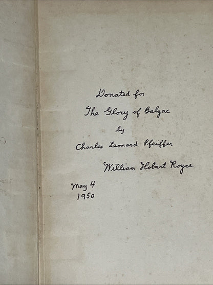 A Balzac Bibliography And Indexes William Royce First Edition 1929 Author Note