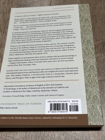 Joyce and the Law, Jonathan Goldman,  1st Paperback Edition Like New Used