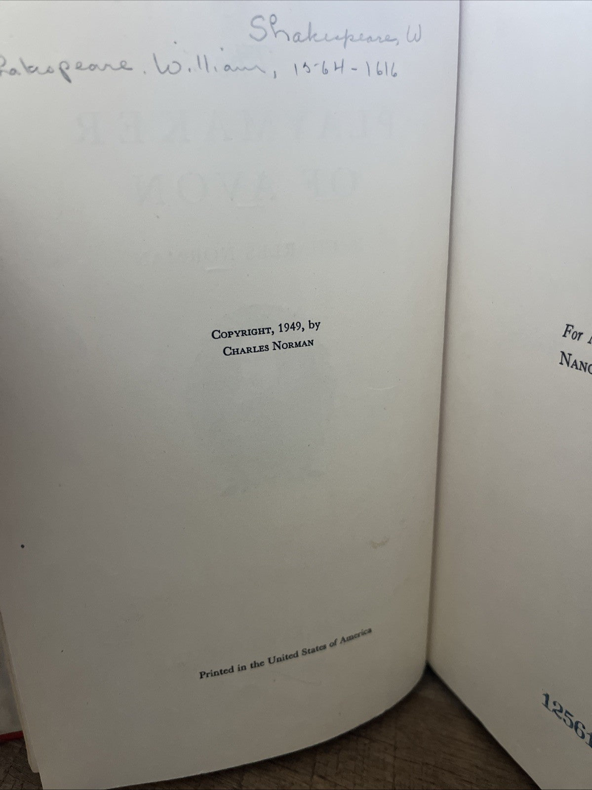The Playmaker of Avon, by Charles Norman 1949
