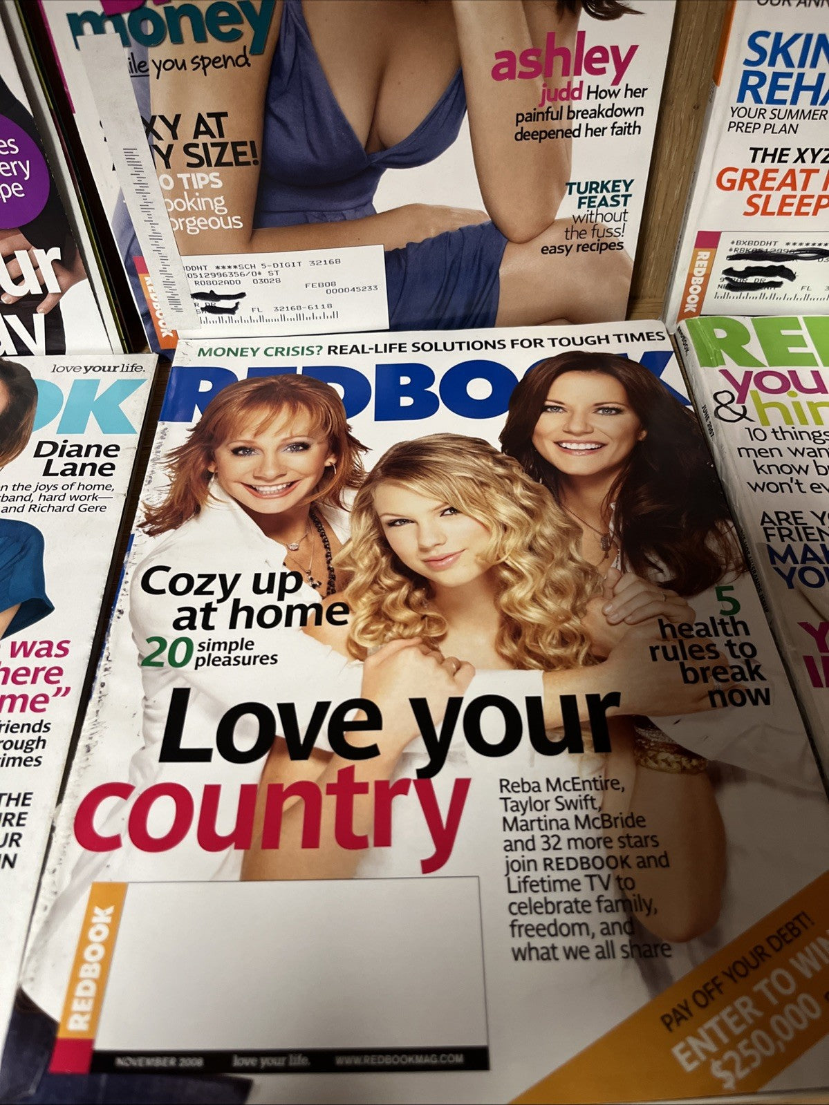 8 Pc REDBOOK MAGAZINE Love Your Life 2007 - 2008 Ashley Judd, Debra ..