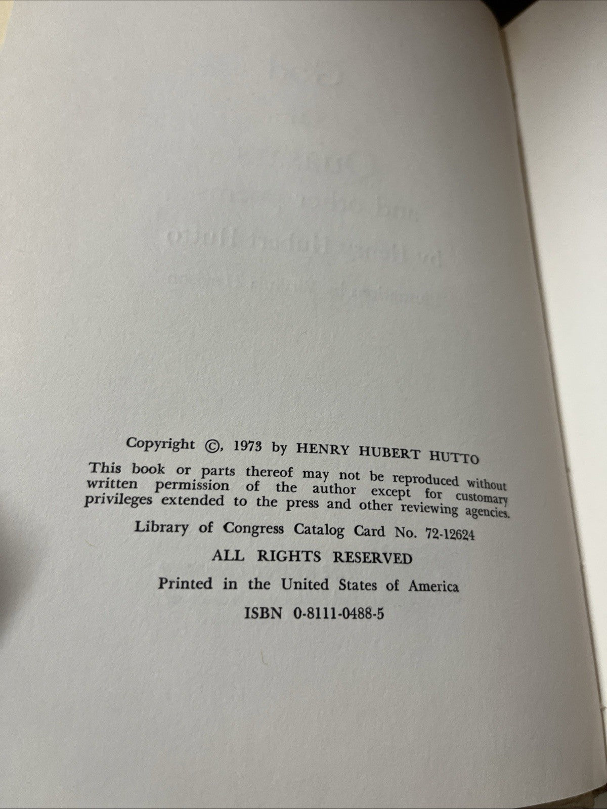 God of Quasars and Other Poems by Henry Hubert Hutto HC/DJ Signed by Author 1975