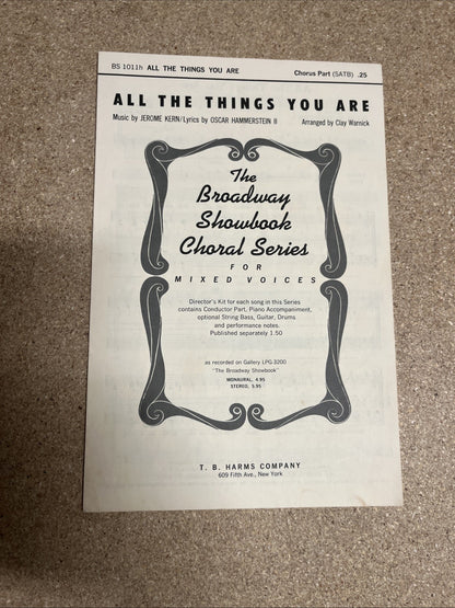 Vintage Sheet Music Broadway Showbook Choral Series/CAPPELLA Motets Madrigals..