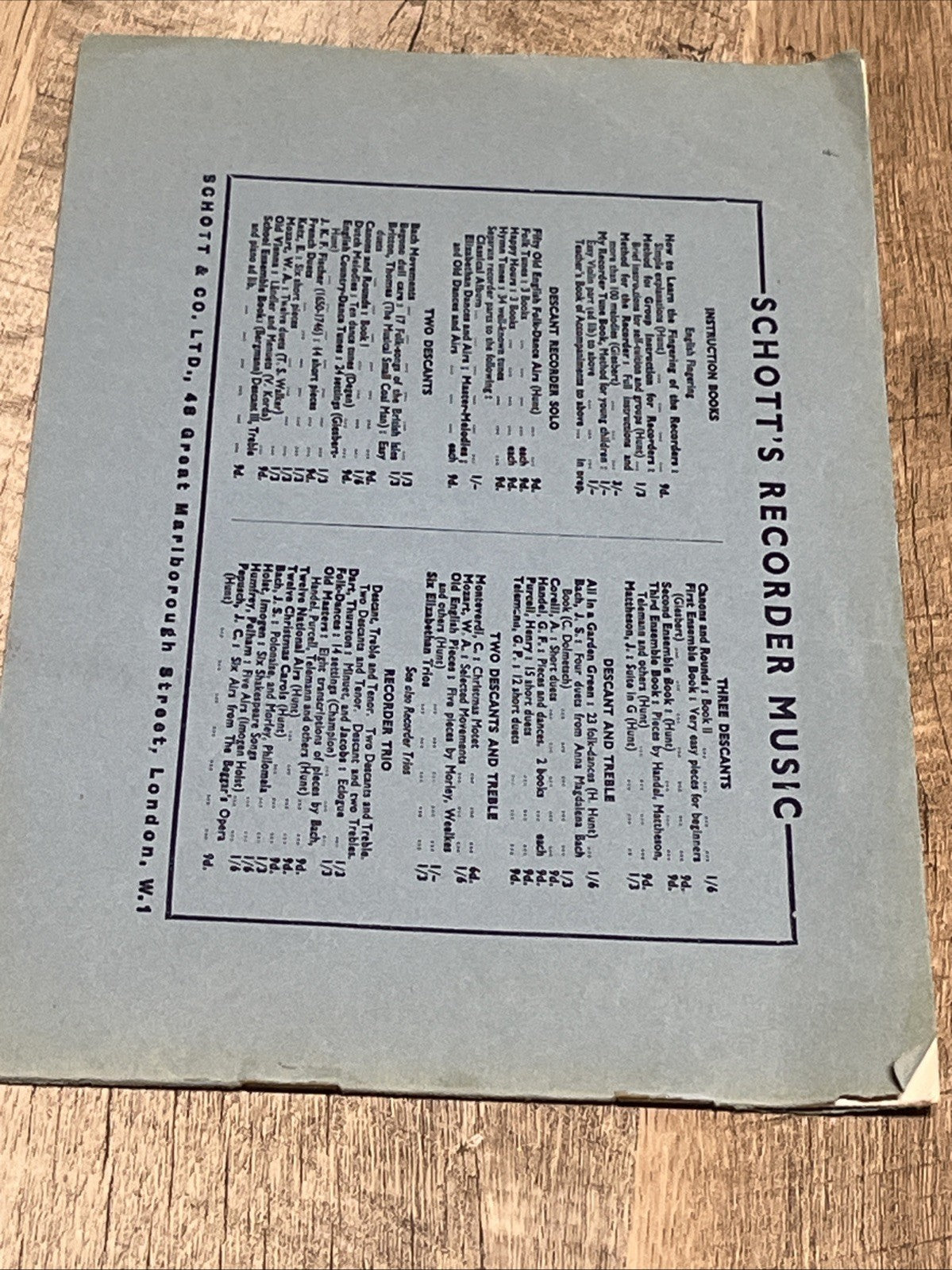 Twelve Easy Duets for Two Descant Recorders or Violins by W.A. Mozart 1947