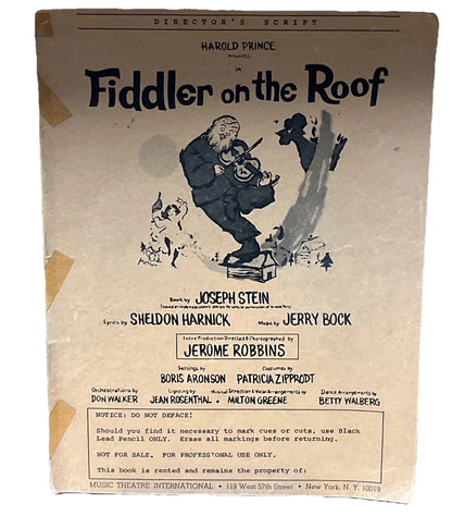 Fiddler On The Roof Director’s Script Harold Prince Music Theatre Pamphlet