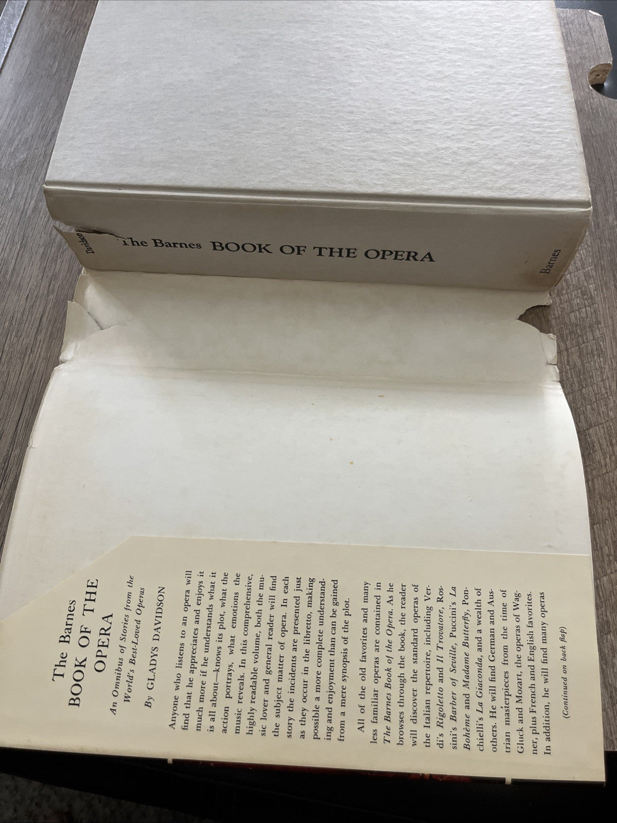 The Barnes Book of the Opera 1st Edition by Glady’s Davidson, 1962