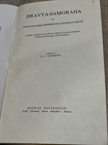 Dravya-Samgraha of Nemichandra Siddhanta-Chakravarti by Sarat C. Ghoshal 1989