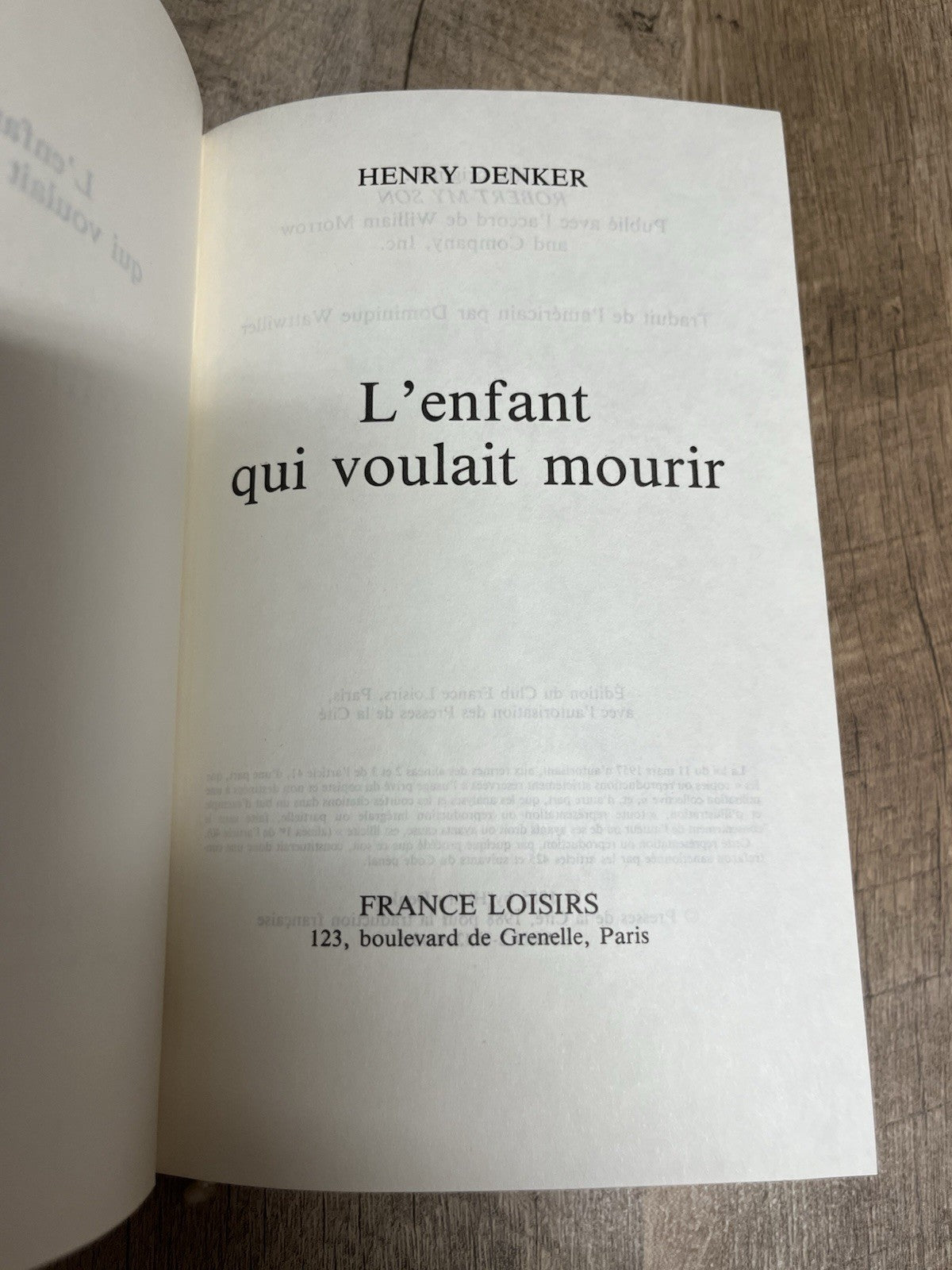 L’ENEANT QUI VOULAIT MOURIR Henry Denker