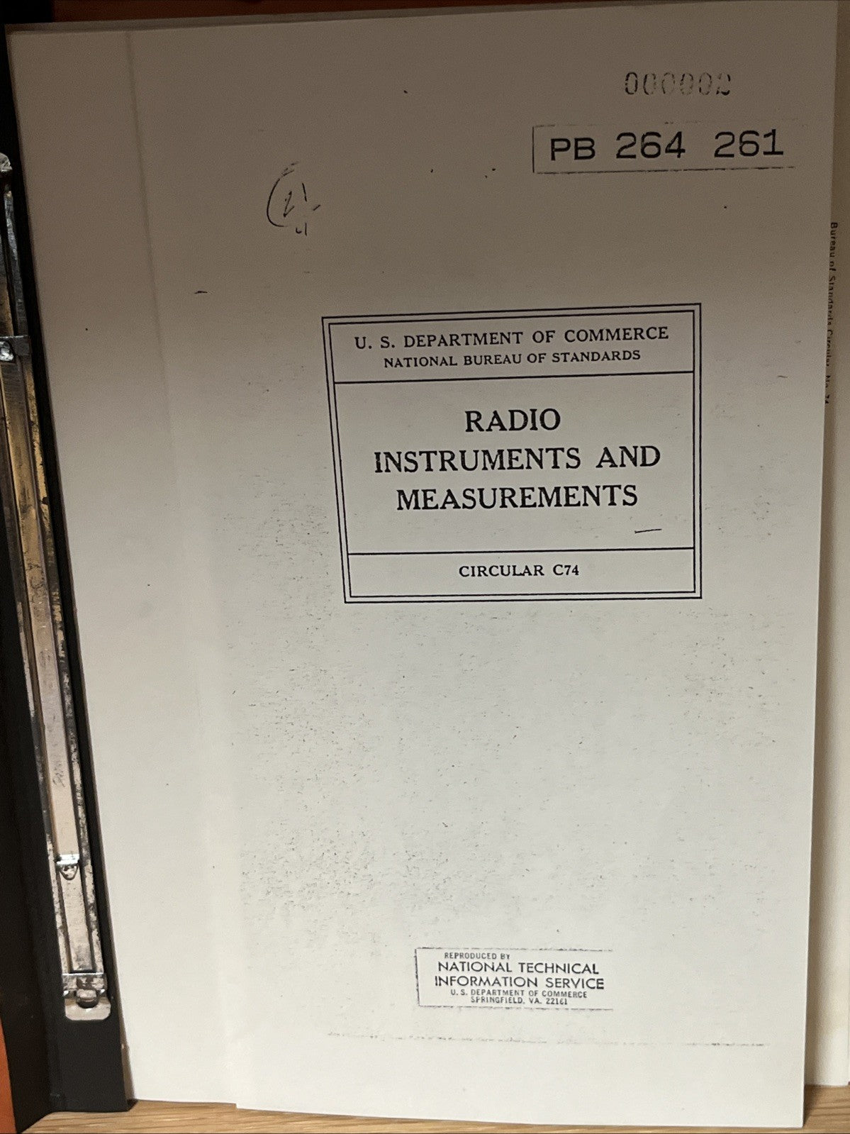 Circular C74 Radio Instruments Measurements US Dept of Commerce 1937