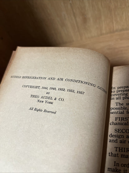 Audels Refrigeration And Air Conditioning Guide Edwin Anderson 1957 Edition