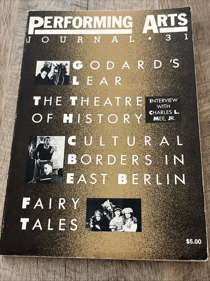 Performing Arts Journal PAJ 31 By Godard’s Lear First Edition
