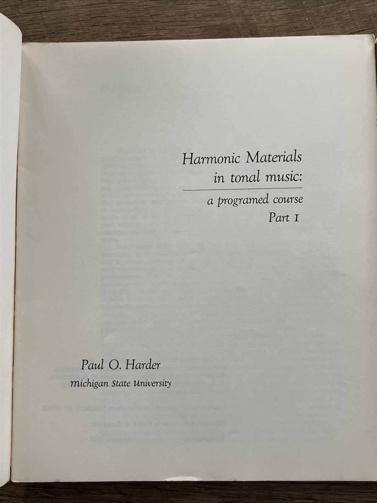 Harmony Materials in Tonal Music A Programed Course Part 1 & 2 By Paul O. Harder
