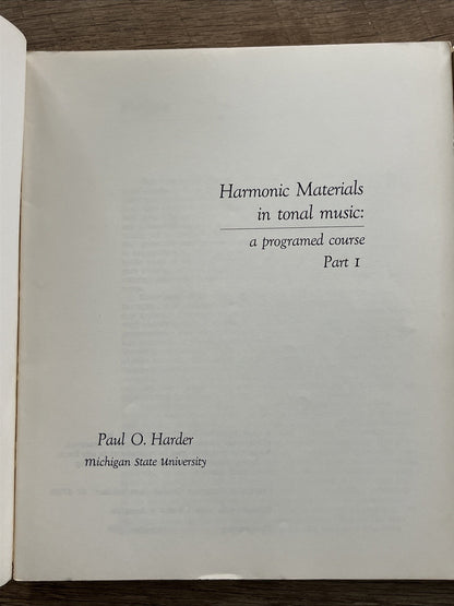 Harmony Materials in Tonal Music A Programed Course Part 1 & 2 By Paul O. Harder