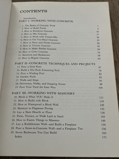 Popular Science Skill Book How To Work with Concrete and Masonry by Darrell Huff