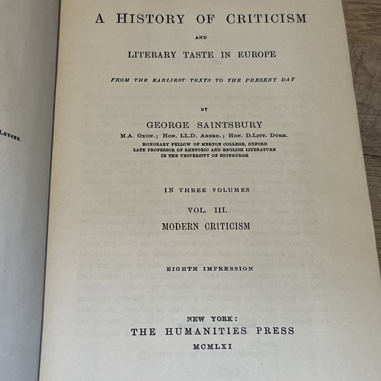History of Criticism and Literary Taste in Europe Vol 3 by George Saintsbury