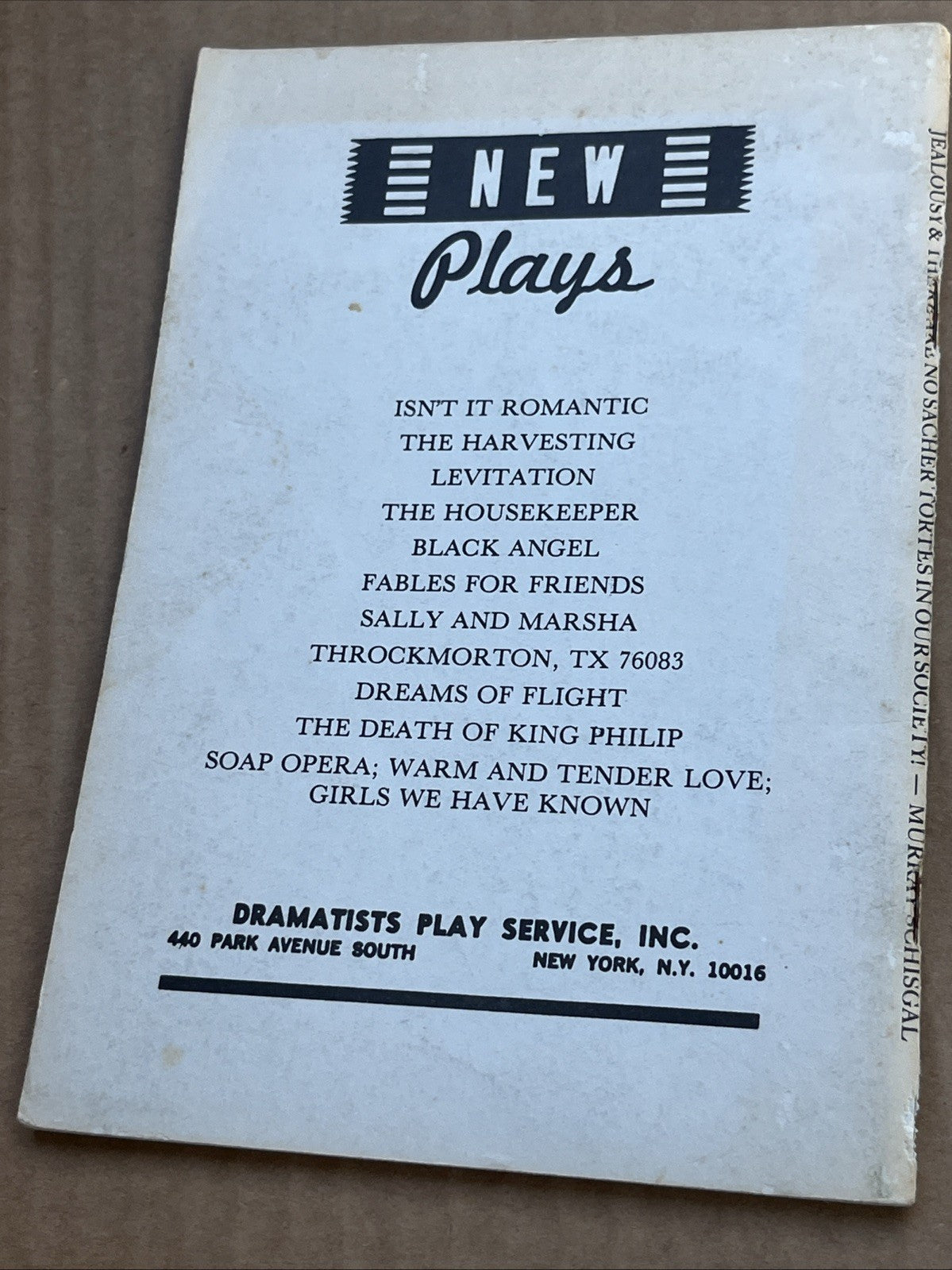 Jealousy & There Are No Sacher Tortes in Our Society! Two Plays Murray Schisgal