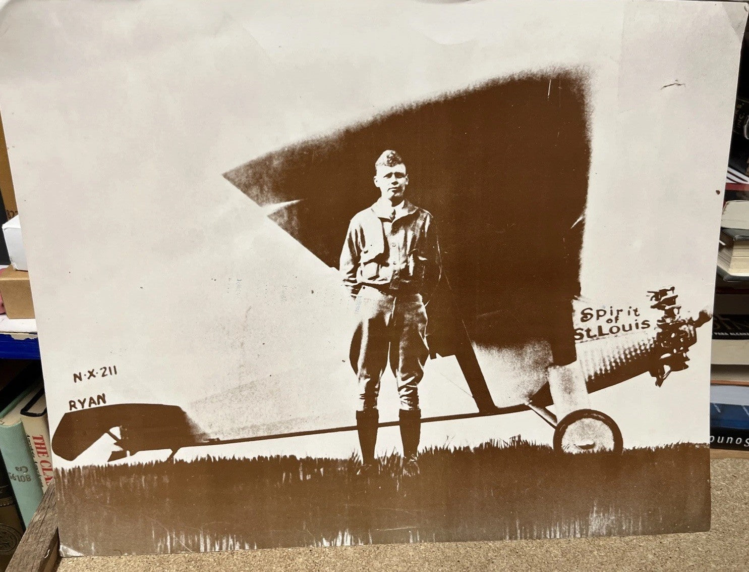 Vintage Sepia Tone Poster Print Photograph 14" x 11" - Charles Lindbergh