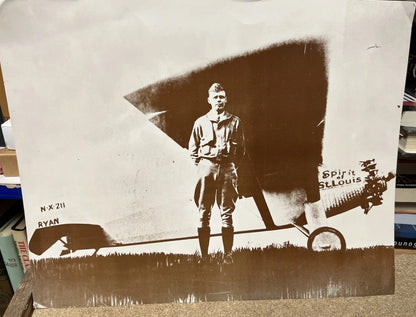 Vintage Sepia Tone Poster Print Photograph 14" x 11" - Charles Lindbergh