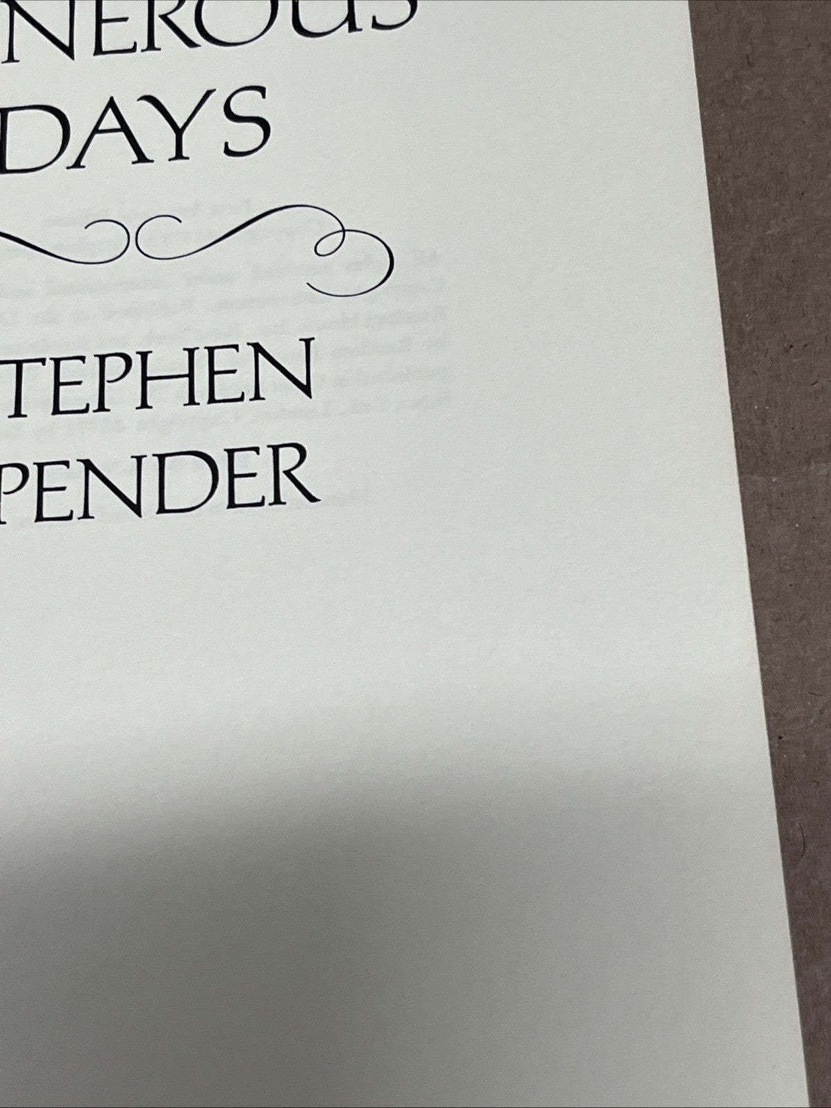 The Generous Days by Stephen Spender First 1st Edition VG PB 1971