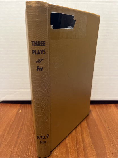 CHRISTOPHER FRY-THREE PLAYS (1965) THE FIRSTBORN/THOR/SLEEP PRISONERS VG+ EX LIB