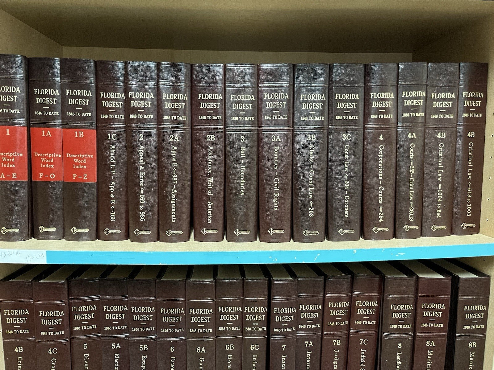 20 Lot Decorative law books; Library Space Office Decoration ;Florida Digest