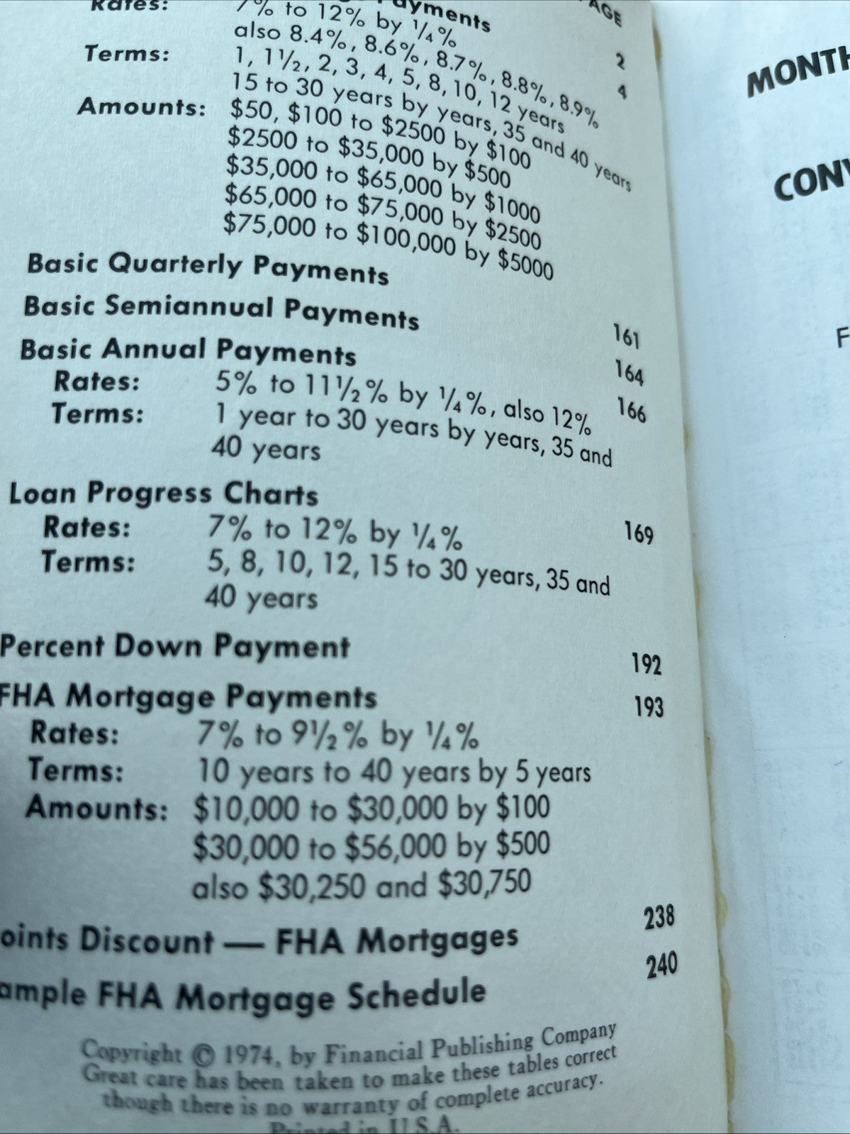 Monthly Mortgage Calculator" guide for Conventional & F.H.A. Loans - MAMC 1974