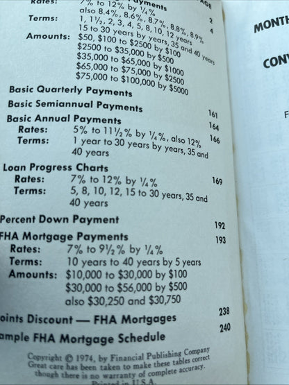 Monthly Mortgage Calculator" guide for Conventional & F.H.A. Loans - MAMC 1974