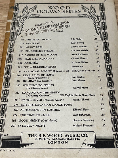 3pc Wood Octavo Series Christmas Carols Music Sheet No 7059-9, 7490-6, 1932/1941