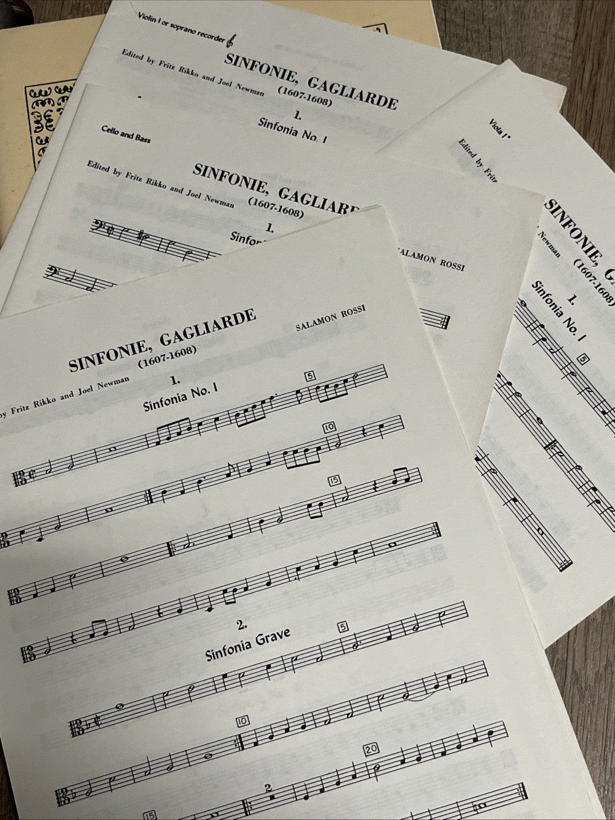 SALAMON ROSSI SINFONIE, GAGLIARDE 1607-1608 VOL. II  Five ( Or Three ) Part