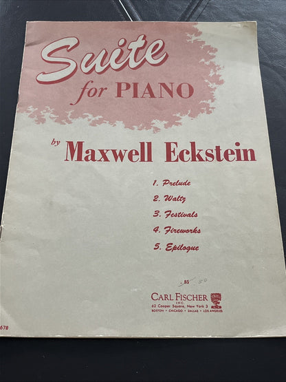 Suite For Piano Maxwell Eckstein Sheet Music Book Carl Sischer Sheet Music 1950