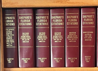 Lot of 5 Shepard’s Florida Citations, All Florida Cases, Analyzed, Case Edition