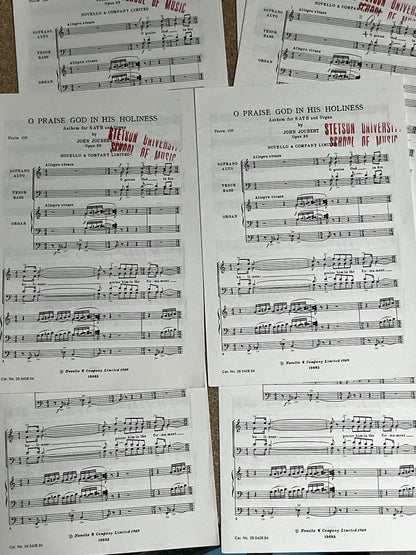 Lot of 7 - O Praise God In His Holiness Anthem for SATB & Organ #19683 Sheets