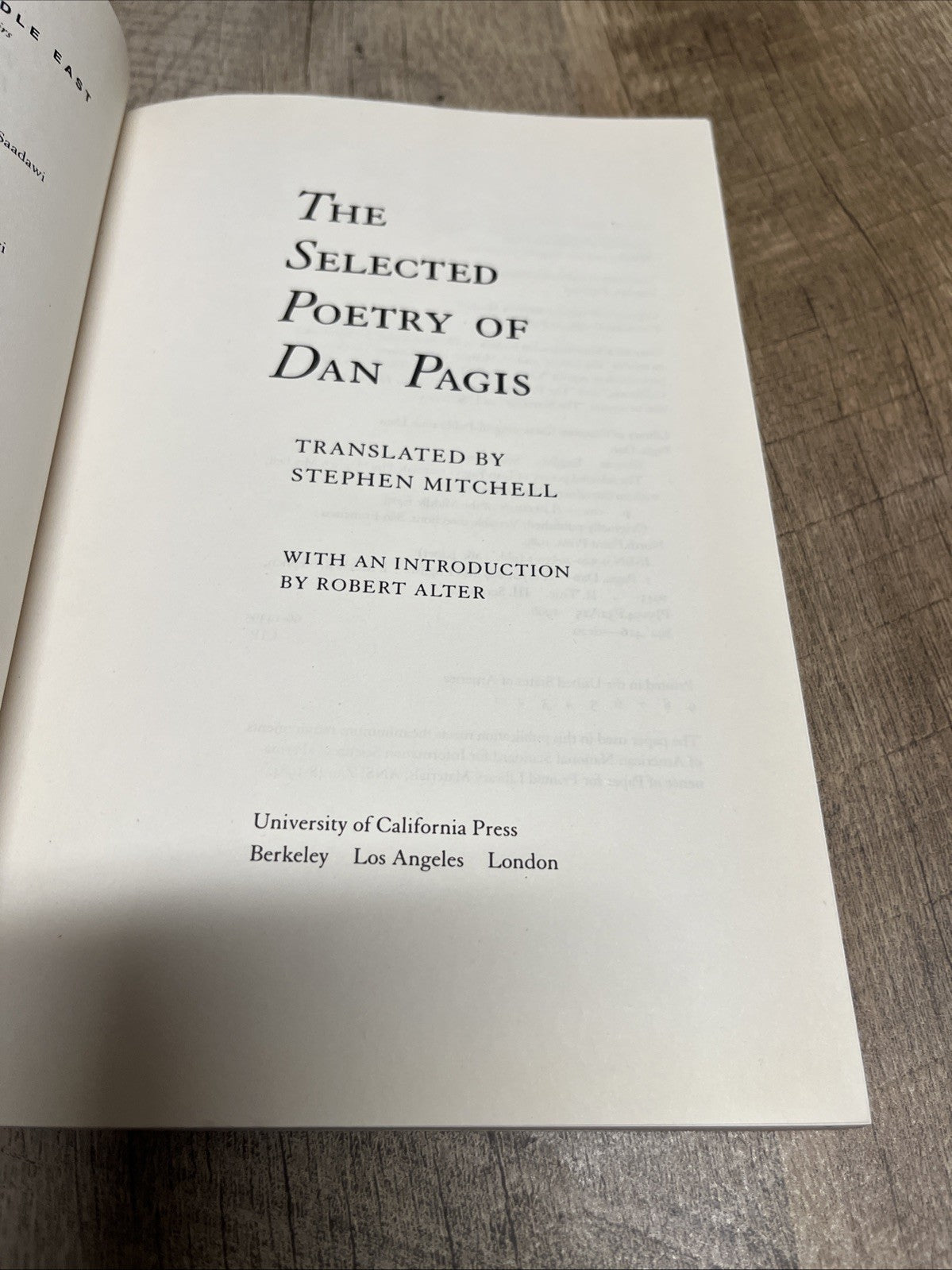The Selected Poetry of Dan Pagis (Literature of the Middle East) - paperback...