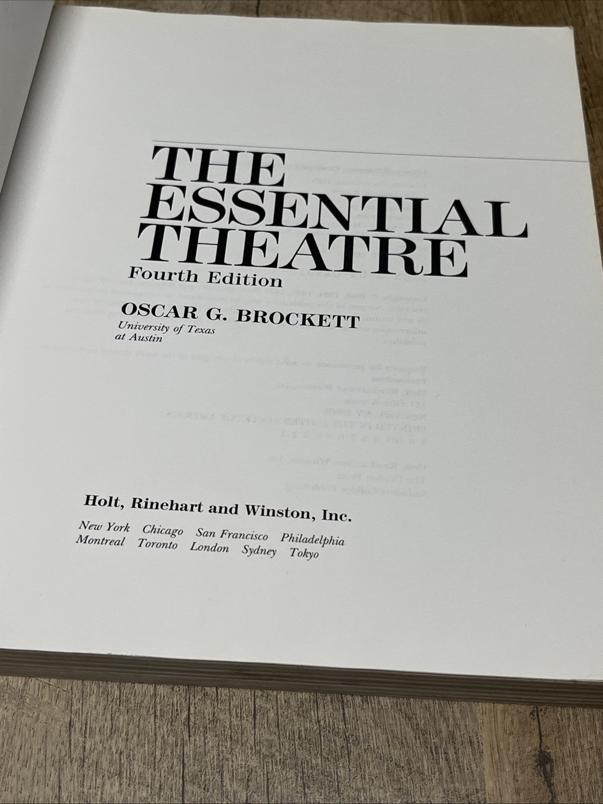 The essential theatre 4th Edition by Oscar G. Brockett 1988