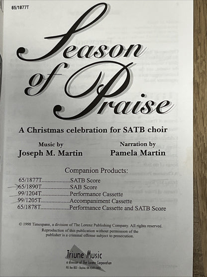 Lot 2 Season of Praise A Christmas Celebration for SATB Choir Martin Music Book