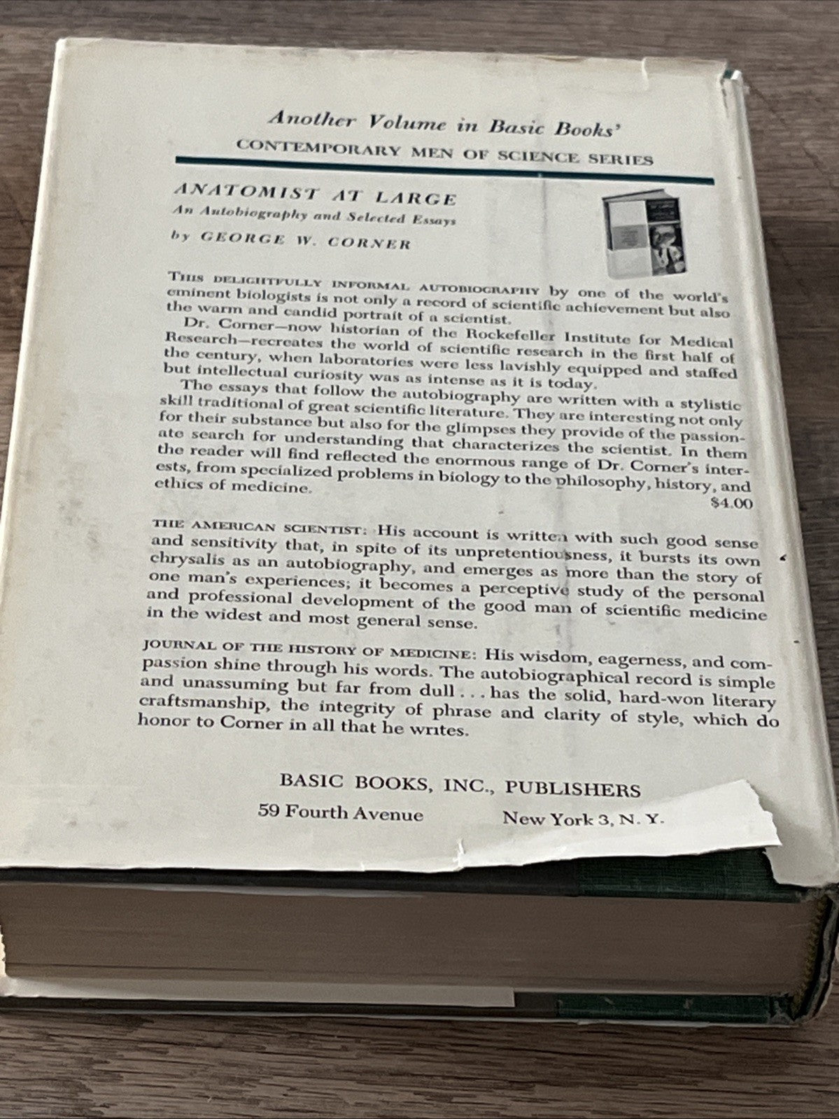 Edwin G Boring Psychologist at Large an autobiography and selected 1st Ed 1961