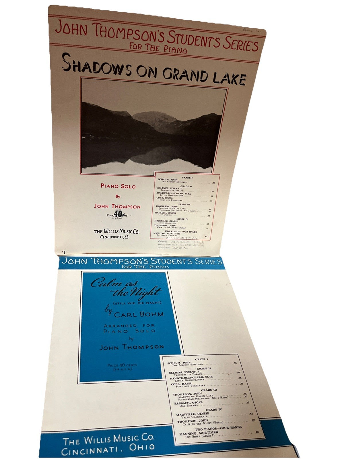 John Thompson’s Students Series Piano Sheet Music Shadow On Grand Lake & Calm As