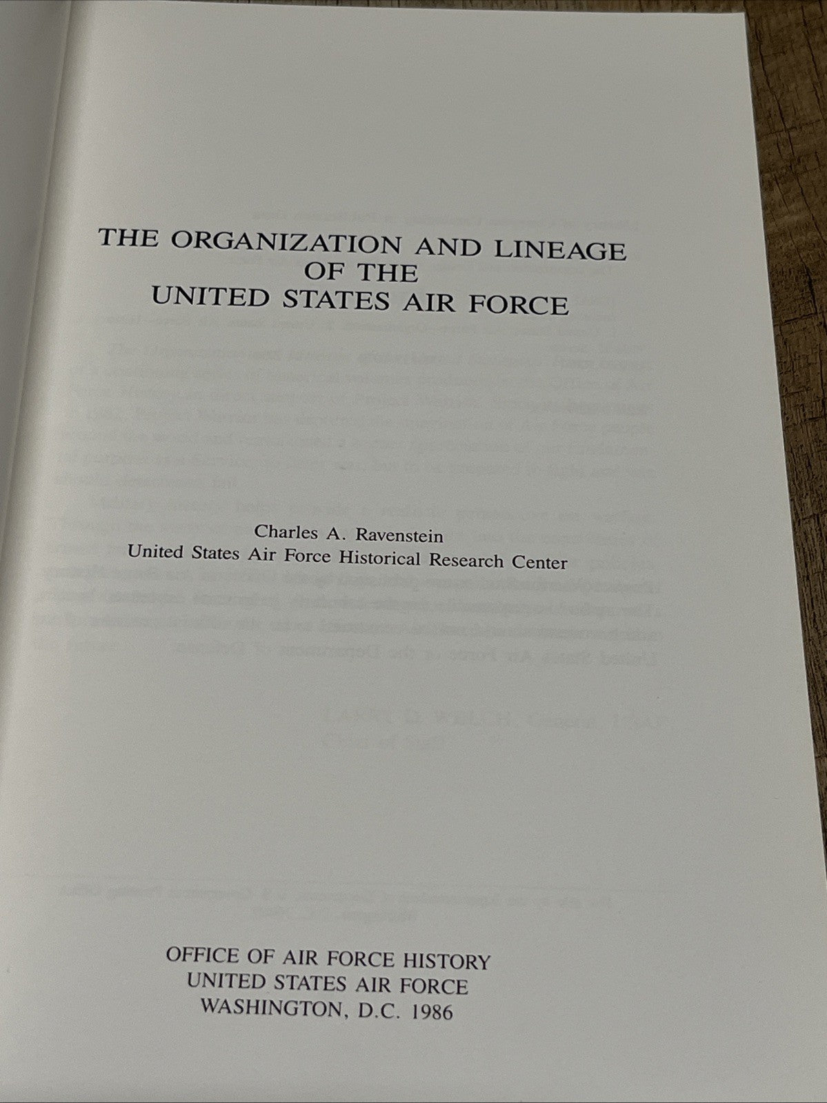 The Organization and Lineage of the United States Air Force by Charles A. Ravens