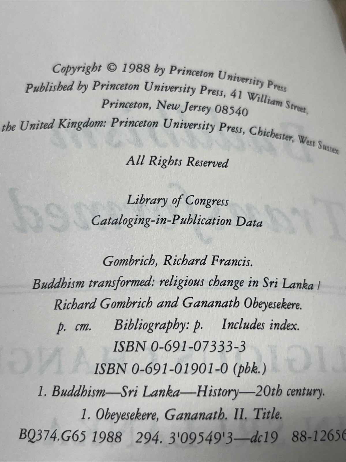 Buddhism Transformed : Religious Change in Sri Lanka 1st Edition 1988
