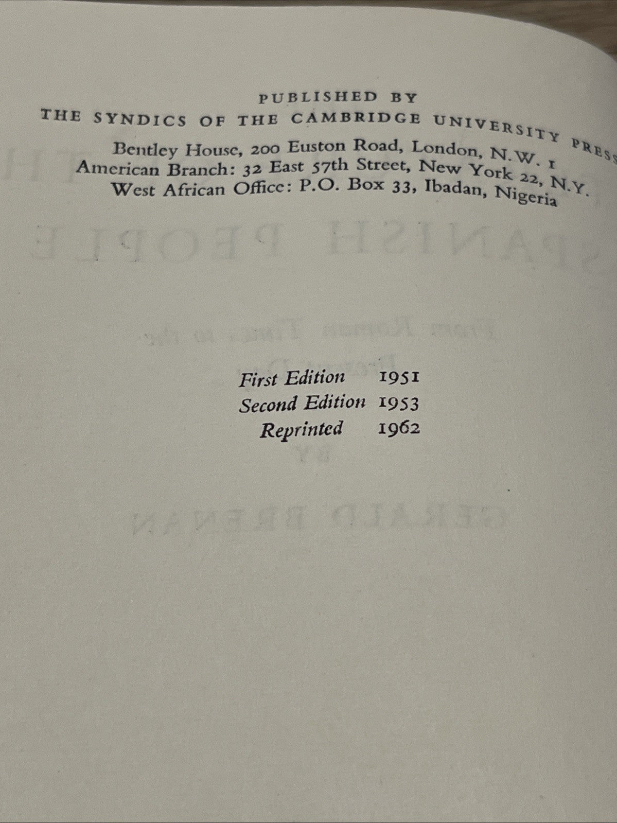 Brenan: The Literature of the Spanish People by Gerald Brenan 1962