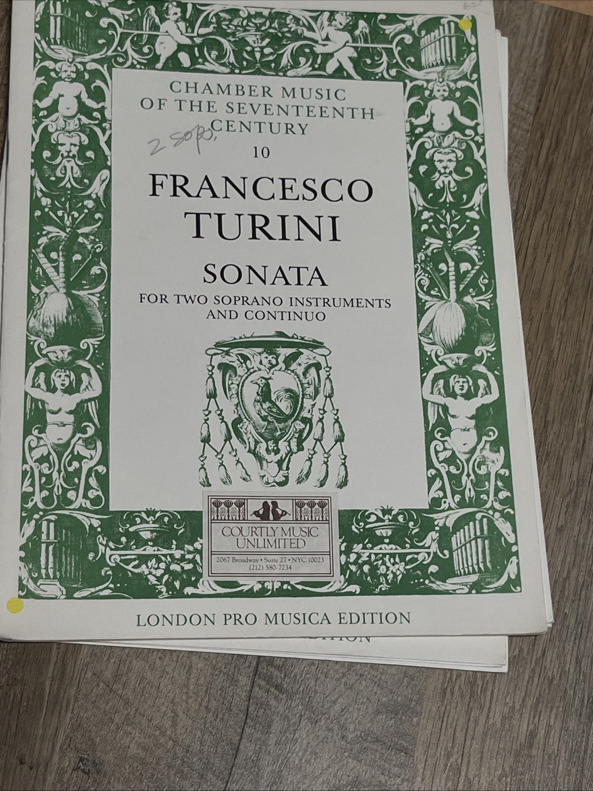 Francesco Turini - Sonata - For Two Soprano Instruments and Continuo