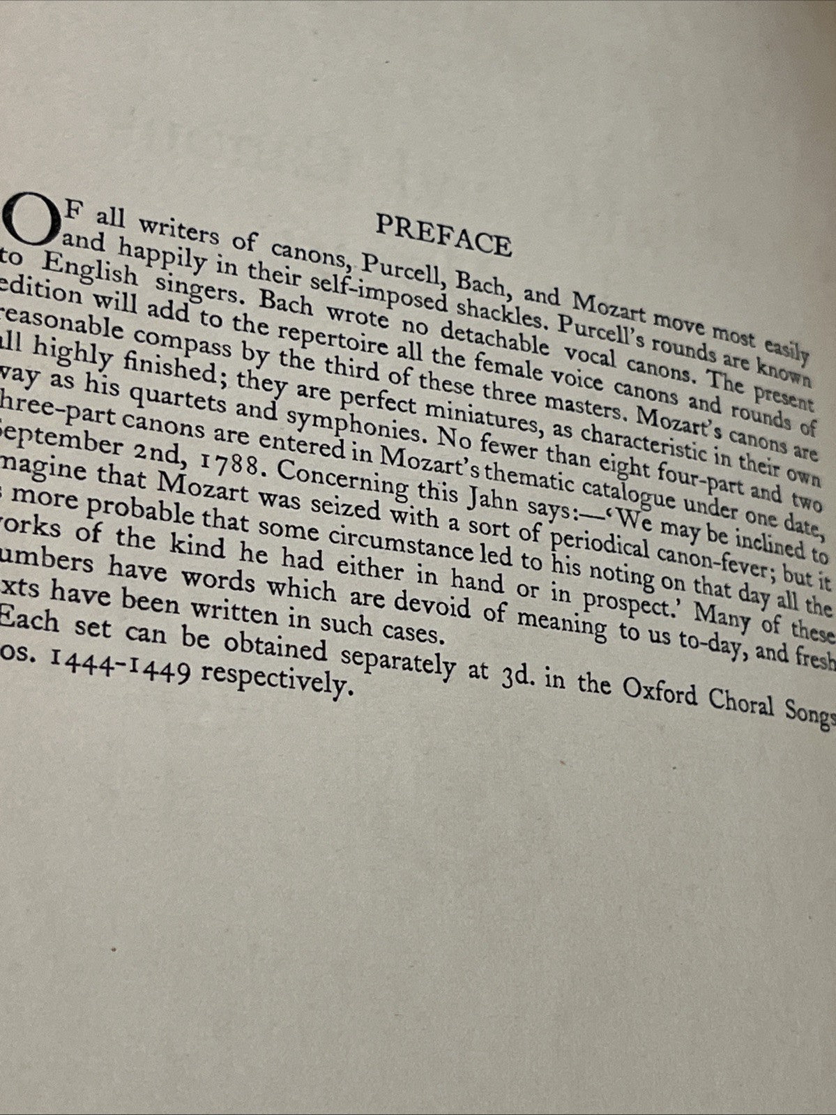 The Oxford Choral Songs from The OLD MASTERS Rounds And Canons By Mozart 1928