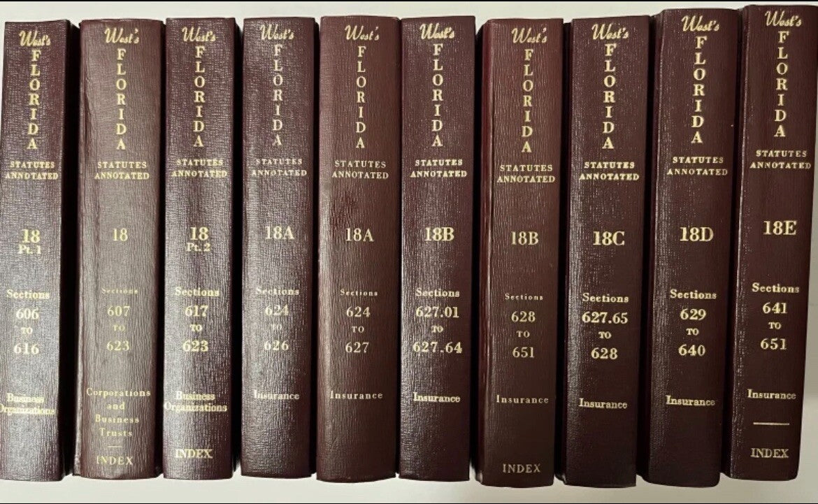Vintage West Publishing Florida Statutes Annotated 10 Vol Set Random