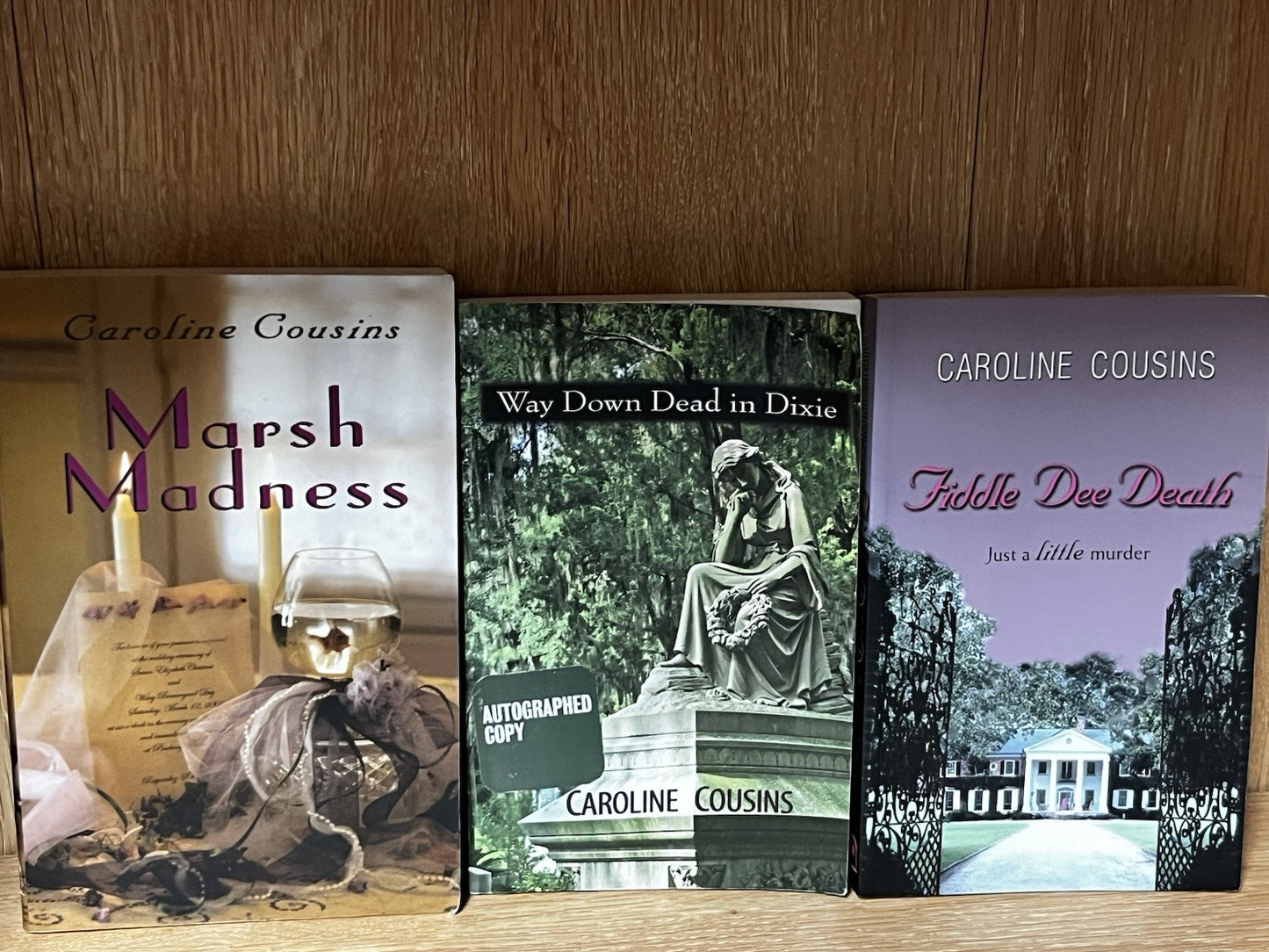 Caroline Cousin 3 Book Lot Dead In Dixie (Signed) Marsh Madness Fiddle Dee Death