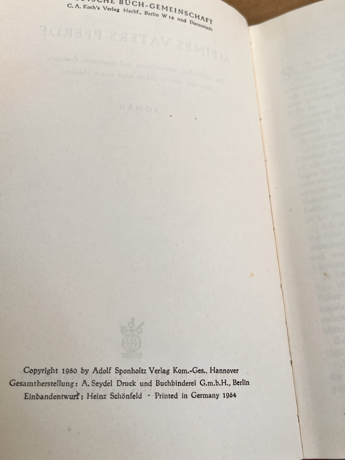 Meines Vaters Pferde ("My Father's Horse" ) by Clemens Laar - hardback 1954