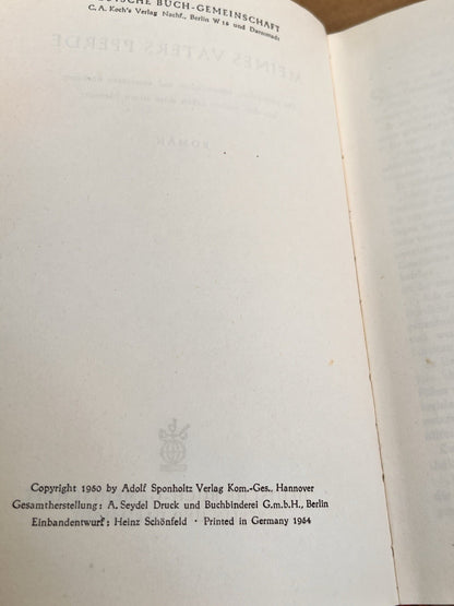 Meines Vaters Pferde ("My Father's Horse" ) by Clemens Laar - hardback 1954