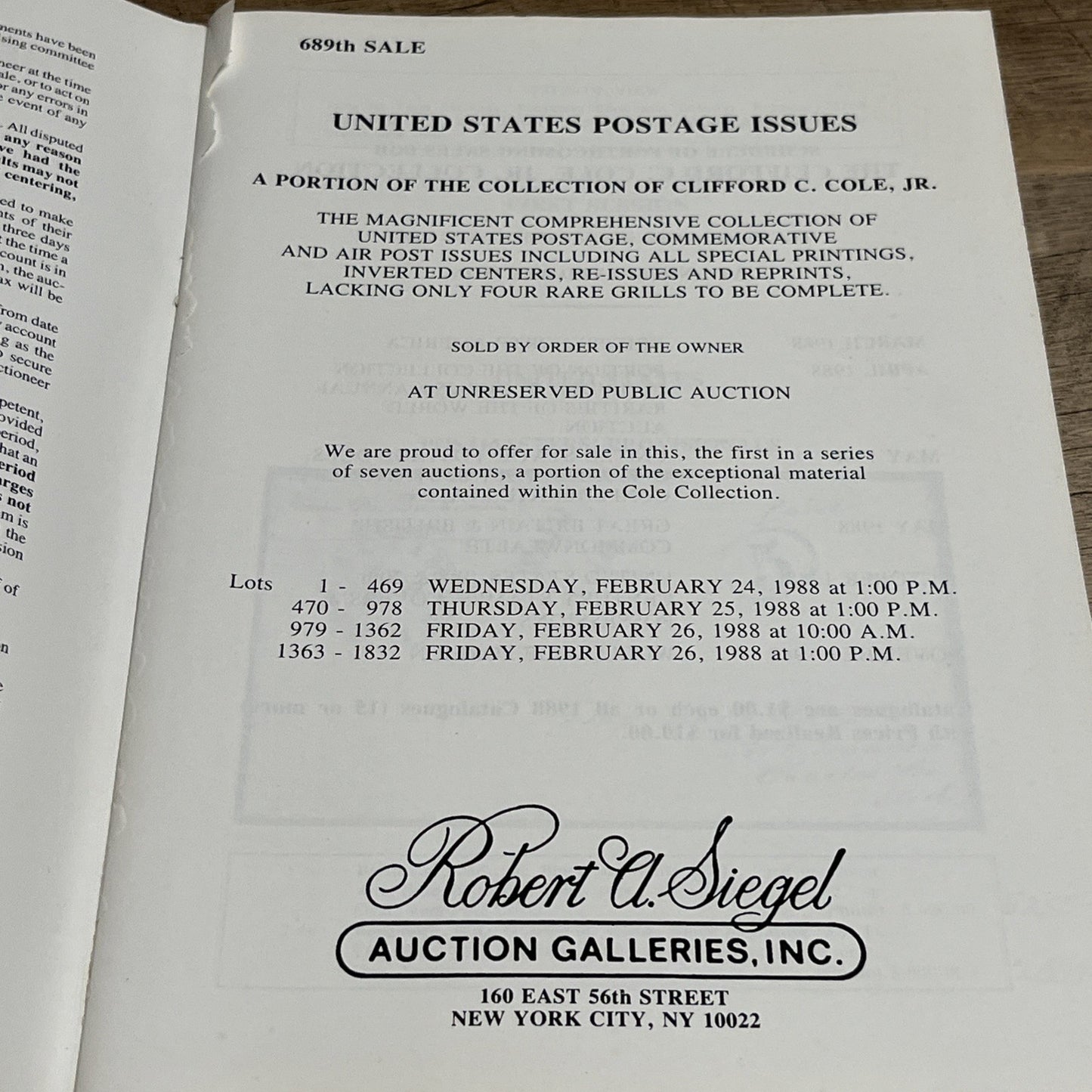 Robert A. Siegel Auction, Clifford C. Cole, Jr. Collection of U.S. Postage #639