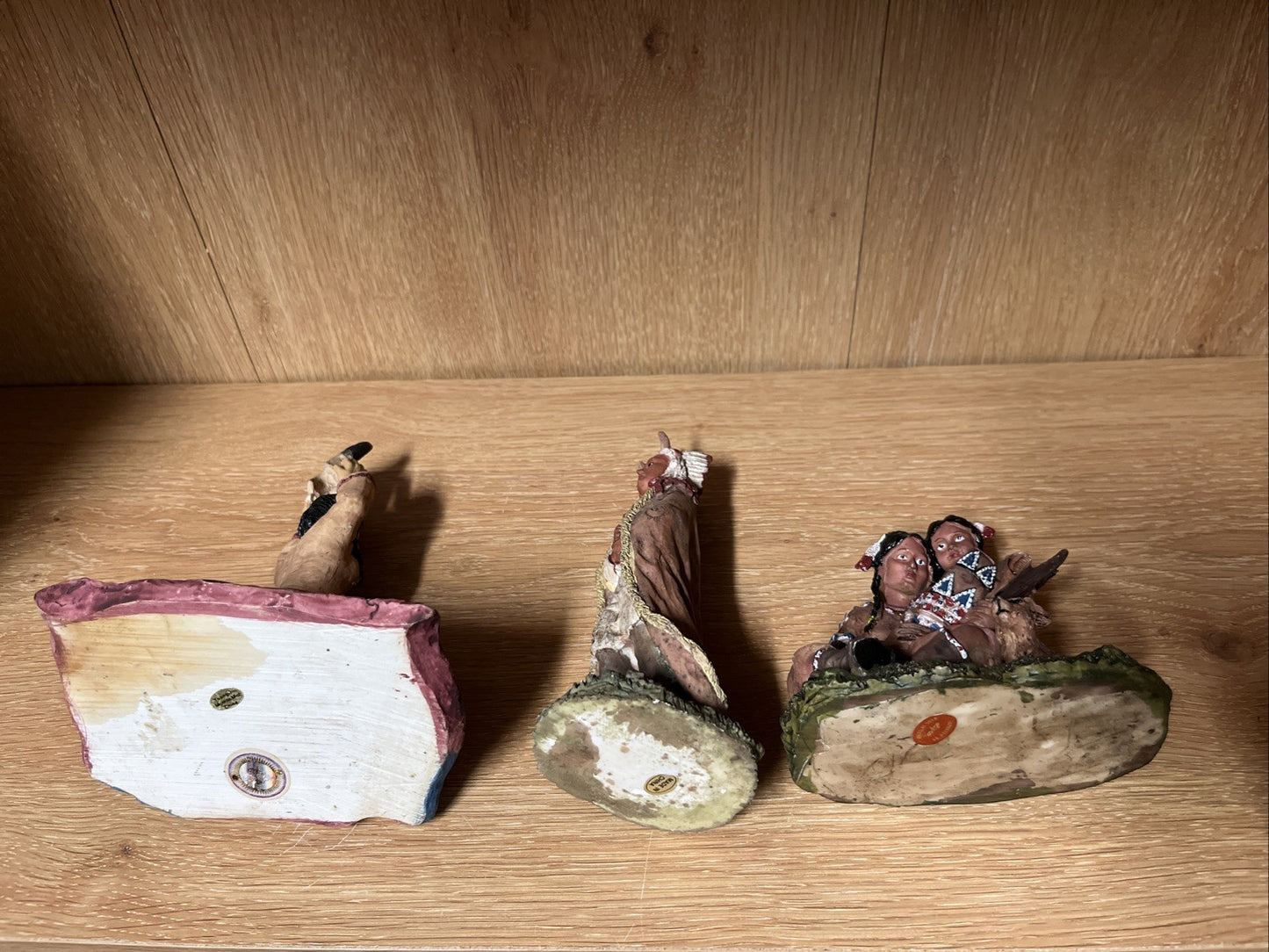 Native American India Family Figurine Details Decoration,hand paint 3 In Lot