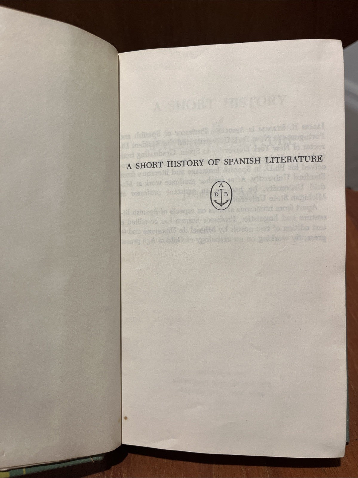 A Short History of Spanish Literature by James r. Stamm 1967 Ex-Lib